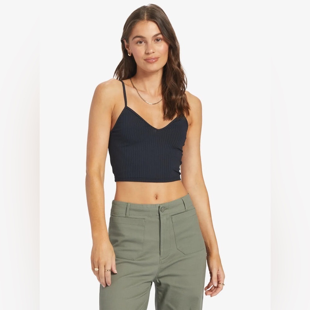 GARAGE- Black Fitted B Neck Camisole Crop Top Size Small
